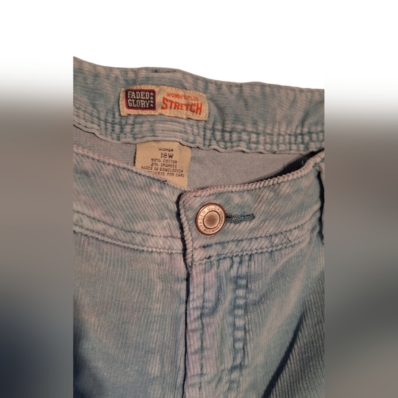 Faded Glory Corduroy Pants Light Blue Sz 18W Stretch Fall Game Night Plus Size - Picture 4 of 4